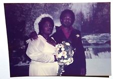 FOUND COLOR PHOTO BLACK AFRICAN WEDDING PARTY HUGE CHEST BRIDE W/ FATHER IN LAW picture