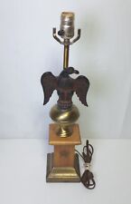 Vintage Metal Eagle Lamp Wood Base No Lamp Shade  