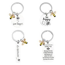 Bee Happy Keyring for Women Stainless Steel Keyring Bag Charm Keychain Pendant picture