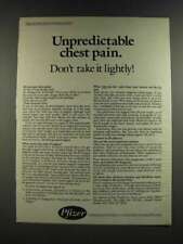 1986 Pfizer Pharmaceuticals Ad - Unpredictable Chest Pain Don't Take it Lightly picture