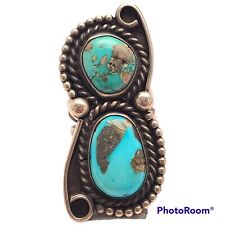 Historic huge Native American Silver Ring  Ithaca Peak Turquoise Sterling sz8 picture