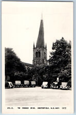 Chesterfield Derbyshire England Postcard The Crooked Spire c1950's RPPC Photo picture