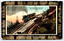 Original Old Vintage Antique Postcard Train Railroad Pikes Peak Colorado 1915 picture