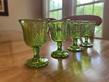 Vintage Indiana Harvest Grapes Carnival Glass Goblets Iridescent Green picture