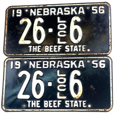 Vintage 1956 Nebraska Local Truck License Plate Set Antelope Co Decor Collector picture
