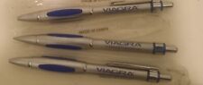 Lot Of 3 Vintage Pharmaceutical Metal Viagra Pens, Drug Rep, In Plastic Sheath picture