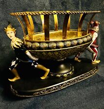 Rare Jesters Oval Compote Cachepot Planter W/Metal Fence 13.5”D Philippines picture