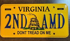 Virginia Personalized Vanity License Plate 2ND AMD Amendment Gadsen Flag Trump picture