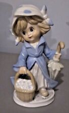 Vintage Arnart KPM Porcelain Young Girl with Umbrella and Flower Basket Figurine picture