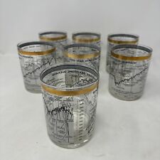 x7 Neiman Marcus Dow Jones Year Stock Market Barware Cocktail Glasses Cera picture