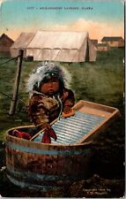 Laundry AK-Alaska, Child Hand Washing Laundry, Vintage Postcard picture