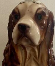 VERY OLD Vintage Cocker Spaniel Dog Ceramic Figurine 7” Tall Blonde Brown picture