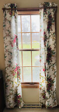 VTG 70s Cottagecore Pinch Pleat Satin Country Rose Floral Curtain Panels Pair 2 picture