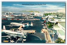 c1940's International Airport Airlines Busy Day Los Angeles California Postcard picture