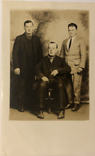 Antique Postcard RPPC, Portrait 3 Men, Horwich Studios, AZO, Unposted picture