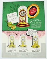 Vintage 1952 SCHATZ 400 Glass Dome Clocks Print Ad in Color with Prices picture