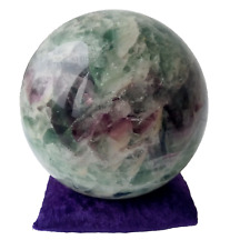 5 lb 14 oz Large Purple Green Fluorite Crystal Ball Healing Spiritual Cleansing picture