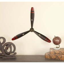 Black Metal 3 Blade Airplane Propeller Wall Decor with Aviation Detailing picture