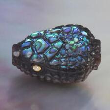 Snake Head Bead Carving Paua Abalone, Black Pinna Shell & Diamond Gem Eyes 3.33g picture