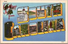 Vintage 1940s SOUTH CAROLINA Large Letter Postcard / Asheville Linen / Unused picture