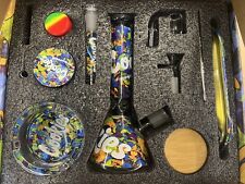 Tobacco Kit Large Glass Bubbler Bong Gift Set With grinder, jar, tray And More picture
