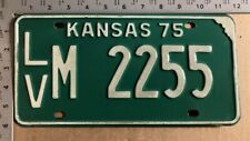 1975 Kansas license plate LV M 2255 YOM DMV Leavenworth Ford Chevy Dodge 11128 picture