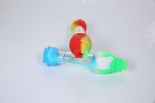 2x Glass Chillum Smoking Pipe | w/ Silicone Sleeve & Mouthpiece *ASSORTED Colors picture