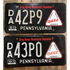 2x Pennsylvania DARE License Plate Drug Abuse Resistance PA. Sequential  Pair... picture