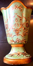 Beautiful Vintage Classical Style Angels Distressed Metallic Trophy Vase 11” x picture