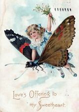 Love's Offering To My Sweetheart Butterfly Posted Divided Back Vintage Postcard picture