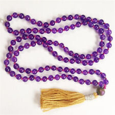 6MM Amethyst Gemstone Knot Tassel Mala necklace 108 Beads yoga Handmade picture