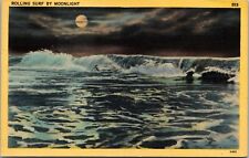 1941 Rolling Surf By Moonlight, Greetings from North East PA Vintage Postcard picture