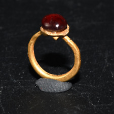 Genuine Ancient Hellenistic Greek Gold Ring with Garnet Bezel Circa 500-400 BC picture