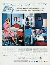 1959 Bell Telephone Vintage Print Ad Beauty On Duty Bedroom Extension  picture