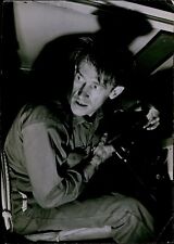 LG857 1966 Orig Photo THIN SICK MAN Addict Crouched in Car Creepy Angle Shadow picture