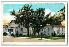 1941 First Christian Church Exterior Manhattan Kansas KS Posted Trees Postcard picture