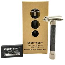Parker Variant ADJUSTABLE Safety Razor New OPEN Comb & 5 DE Blades - Graphite picture