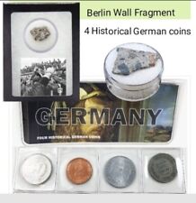 Genuine Berlin Wall Fragment + 4 Historical German Coins (West Germany Included) picture