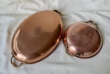 2pc Vintage Benjamin & Medwin NY Copper Tin Au Gratin Pan & Round Pan picture