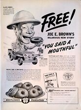 1944 Mayflower Downyflake Donuts Vintage Print Ad Joe E Brown Bog Mouth Comedian picture