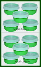 New Tupperware SMIDGETS Green w/Sheer Seals ~ Mini 1 oz Containers ~ Set of 10 picture