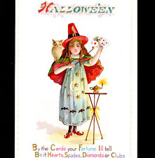 CLEAN  = Halloween Magic Witch Fortune Telling Cards Nash H14 Lamp Owl PostCard picture