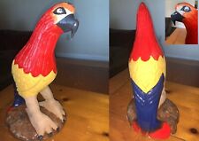 13” Hand Carved, Hand Painted, Multi-Colored  Wood Parrot,  Wooden Bird picture