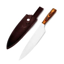 Professional Chef knife, 420 HC Sharp Kitchen Chef's leather sheath, Pakkawood H picture