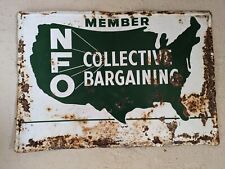 Vintage NFO National Farmers Organization Collective Bargaining Metal Sign  N382 picture