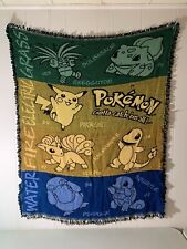 Vintage Used Pokémon Woven Tapestry Blanket Northwest Co 90s Water Fire Grass picture
