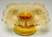 Vintage Amber Old  Gold Depression Glass Small Compote Pedestal Dish Stand 5” picture