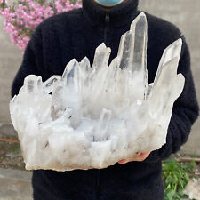 7.2lb Large Natural Clear White Quartz Crystal Cluster Rough Healing Specimen picture