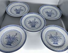 5 Vintage Jingdezhen Porcelain Rice Eye Grain Blue & White  Plates 10” picture