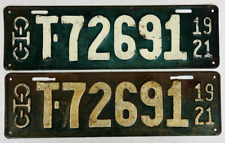 1921 Ohio Vintage Truck Original Metal License Plates Pair Matching Set Classic picture